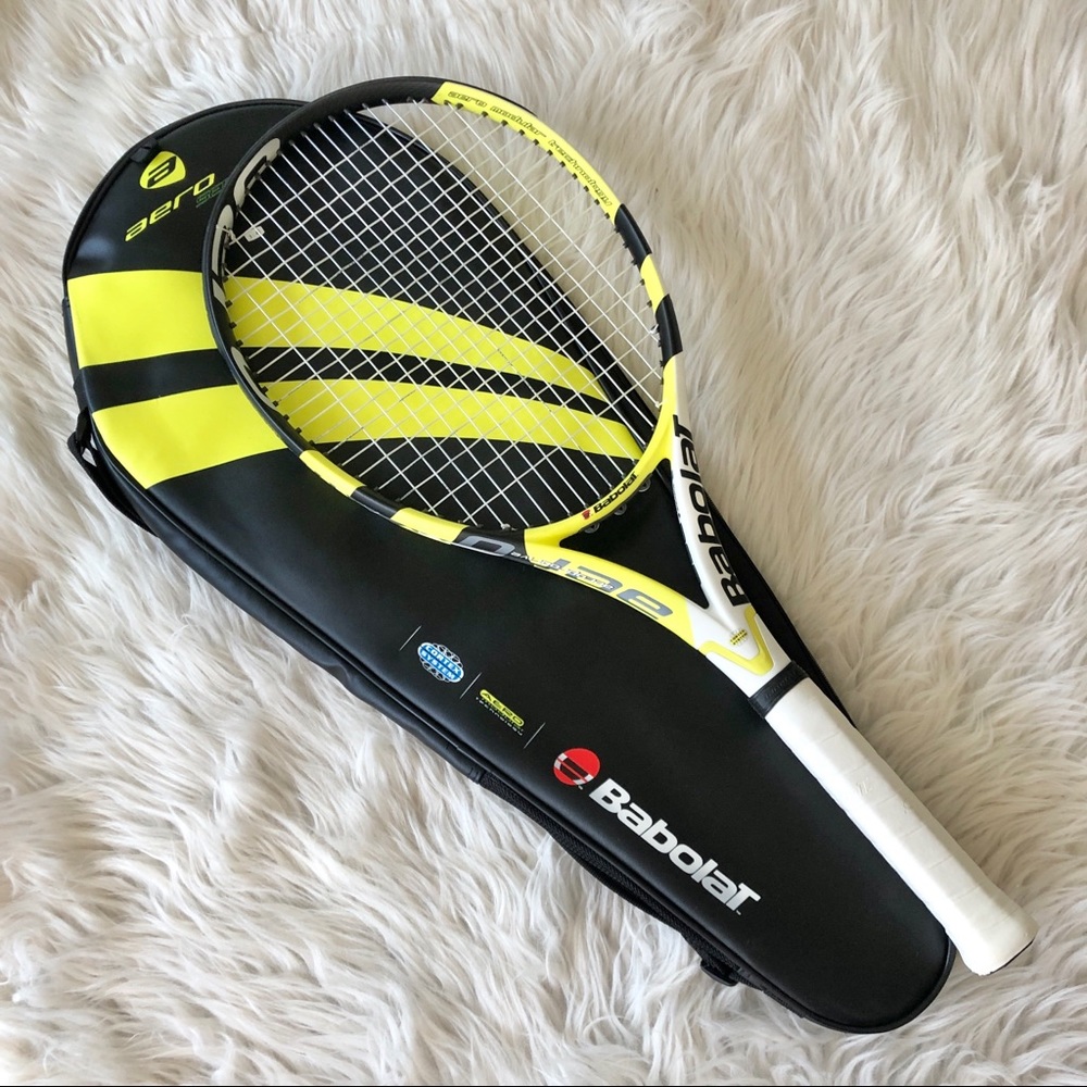 Babolat | Yellow Pure Aero Team Tennis Laced Racquet w/ Tennis Bag
